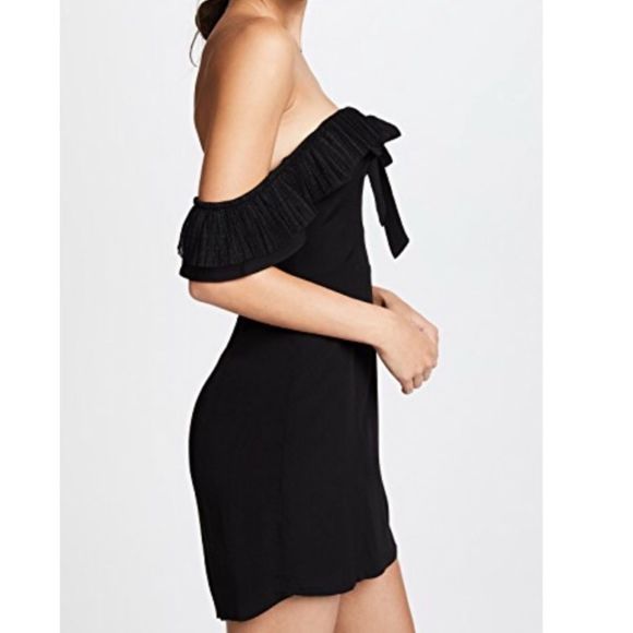 For Love & Lemons Claire Off The Shoulder Mini Dress Black Size Large - Picture 2 of 10